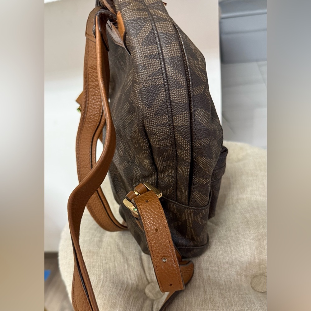 Michael Kors Brown Monogram Backpack with Gold Hardware - Picture 3 of 10